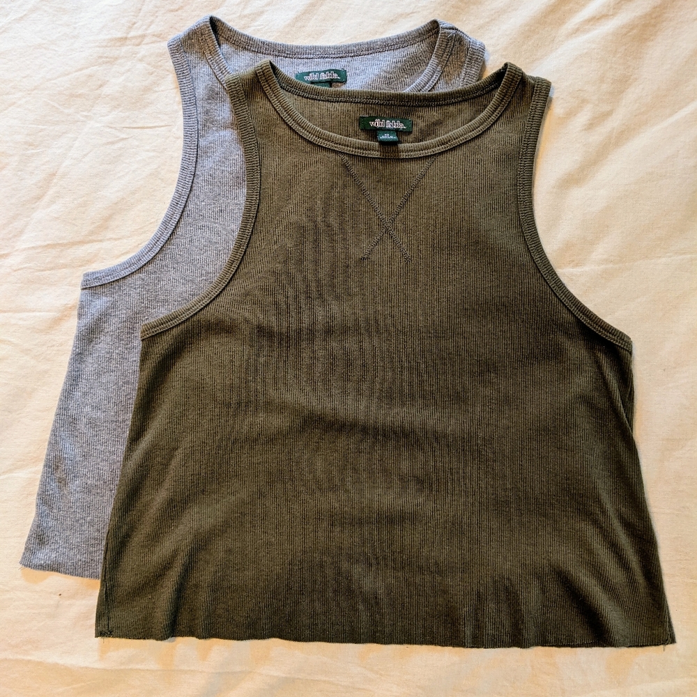 2 Cute Wild Fable Racerback Crop Tank Tops XS